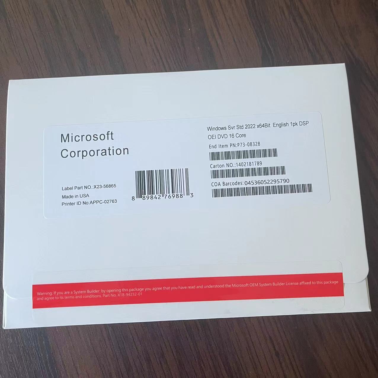 New Microsoft Windows Server 2022 Standard 64-bit License & DVD 16 Core sealed