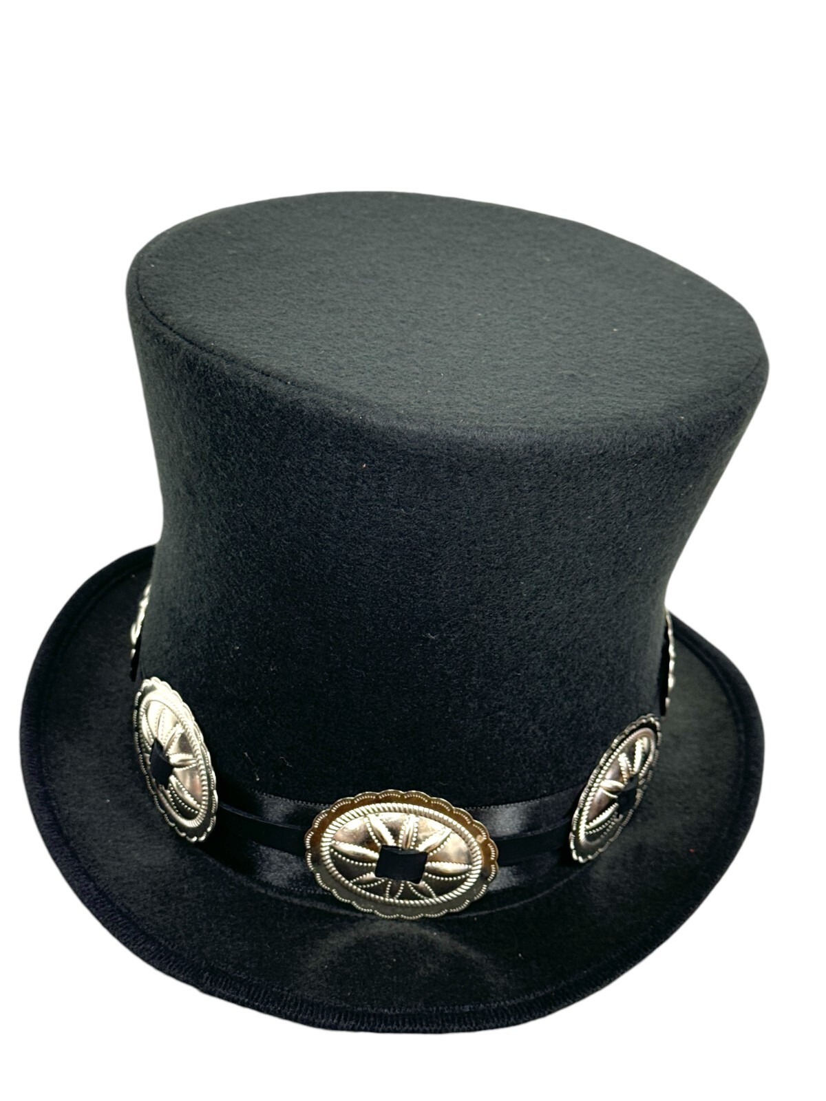 ROCK STAR PLAIN TOP HAT CONCHO LEATHER BAND VICTORIAN MAD HATTER USA MADE