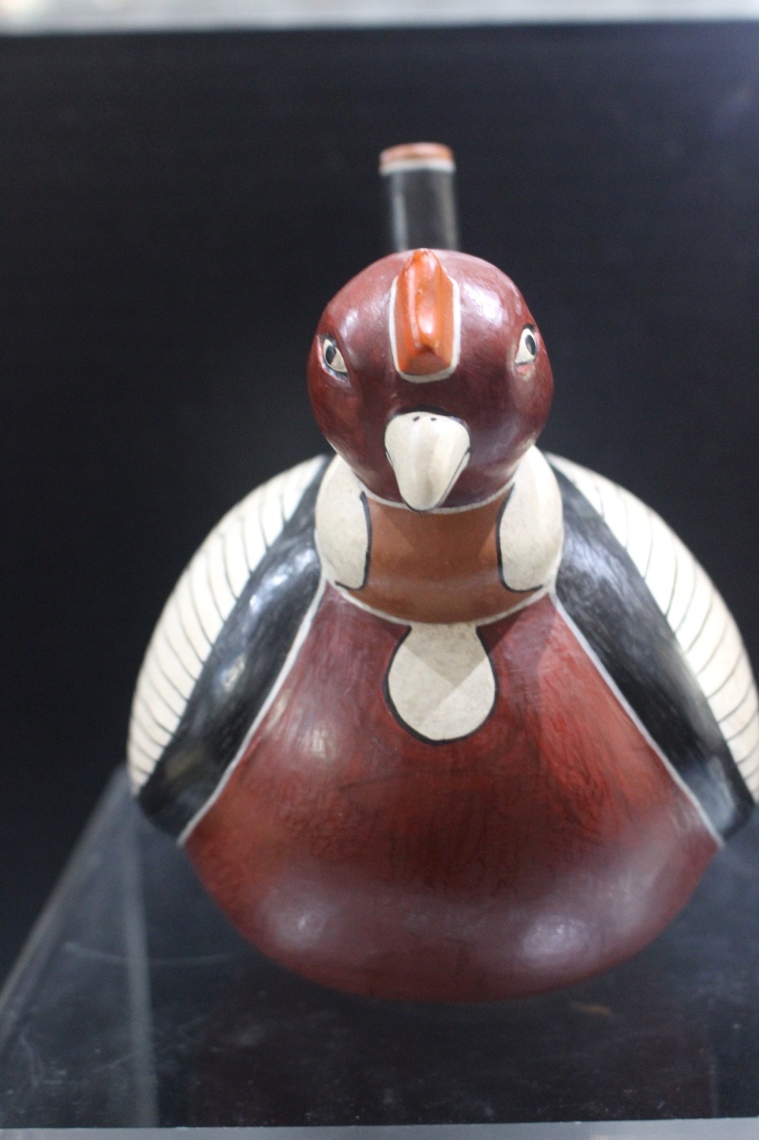 Peru Art Pottery Nazca Condor Hand Painted Ceramic Spout Reproduction Signed