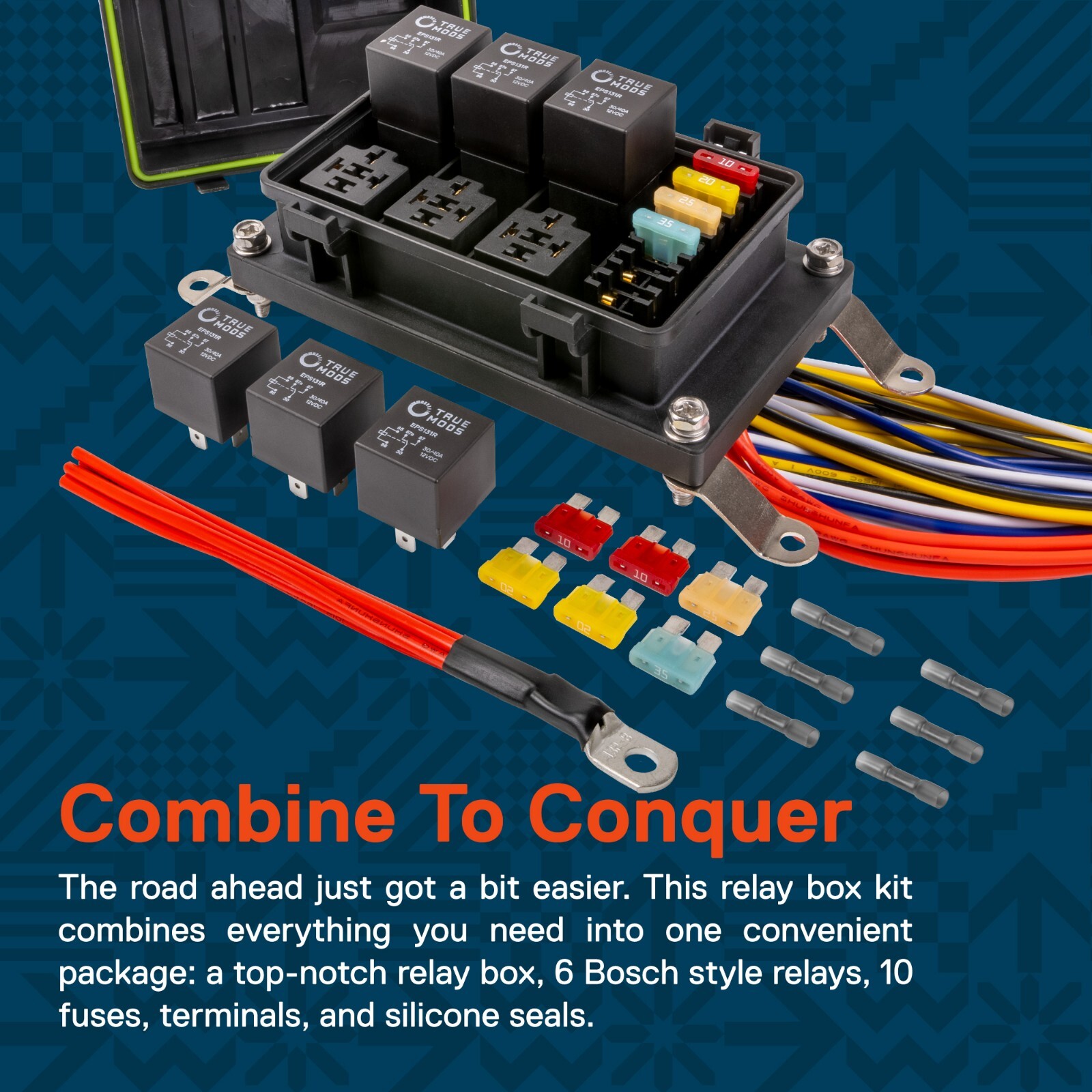 Universal 12V Waterproof Automotive 6 ATO Fuse Relay Box Block w/ Harness Marine