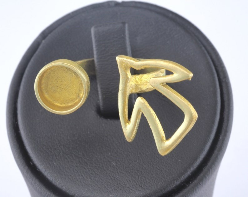 2 pcs Ring Bird Adjustable Ring Bezel Raw brass (8us size) 2682