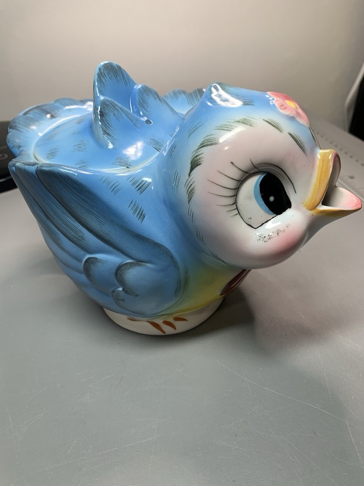 Lefton Anthropomorphic Bluebird Teapot Rare Vintage