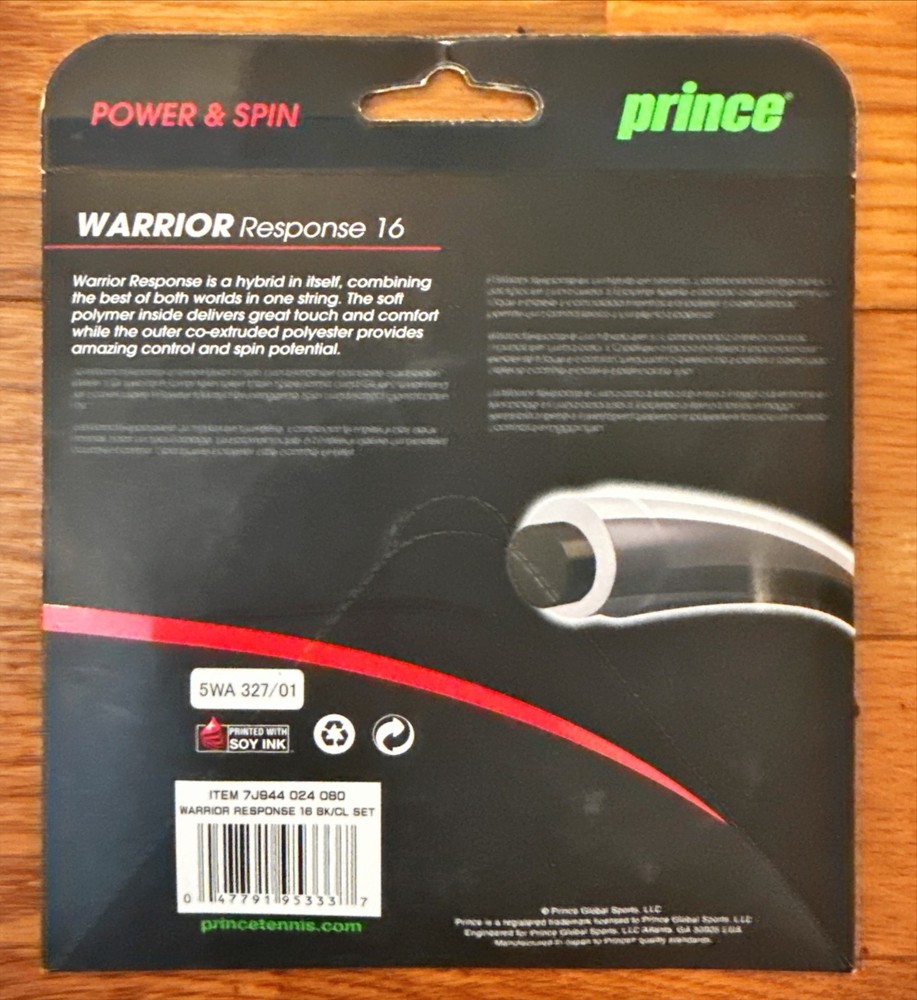 Prince Warrior Response 16 Tennis String - Gray