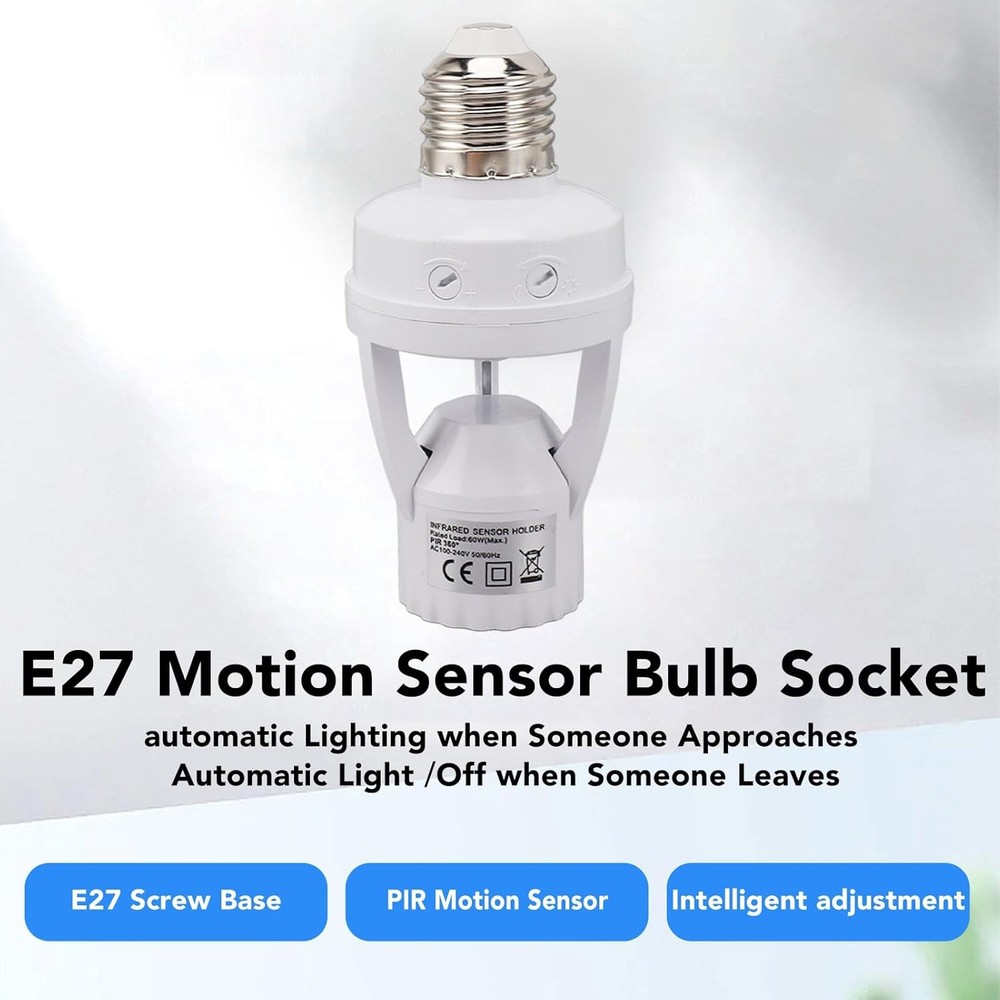 Infrared PIR Motion Sensor E27 LED Light Lamp Bulb Holder Socket Switch 110/220V