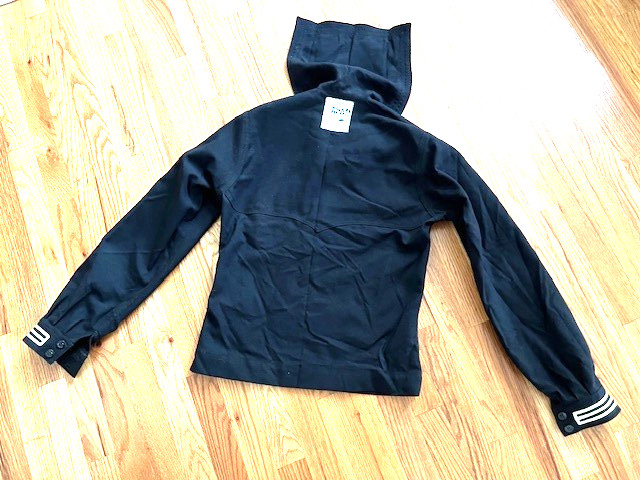 ORIGINAL WWII US NAVY EM DRESS "BLUES" JUMPER SHIRT. 38L. NAMED