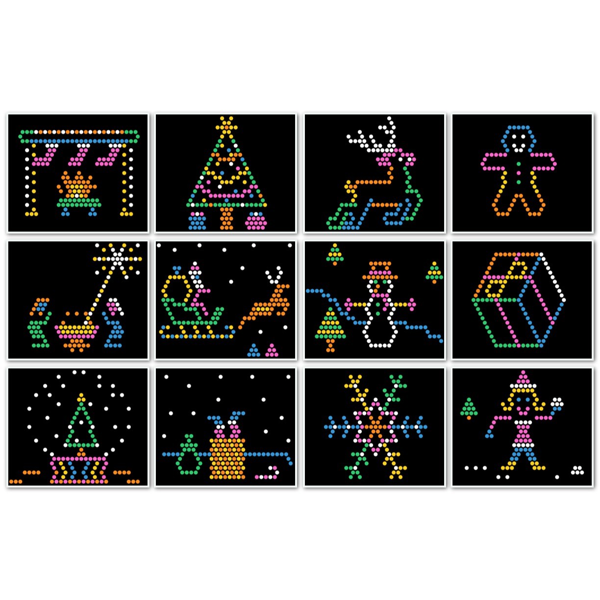 Christmas Theme - Pattern Refill Sheets for Lite Brite Ultimate Classic 12 Pack