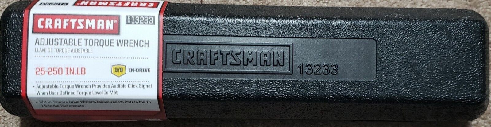 NEW Craftsman 3/8 Drive Micro-Clicker Torque Wrench 25-250 IN-LB Soft Grip