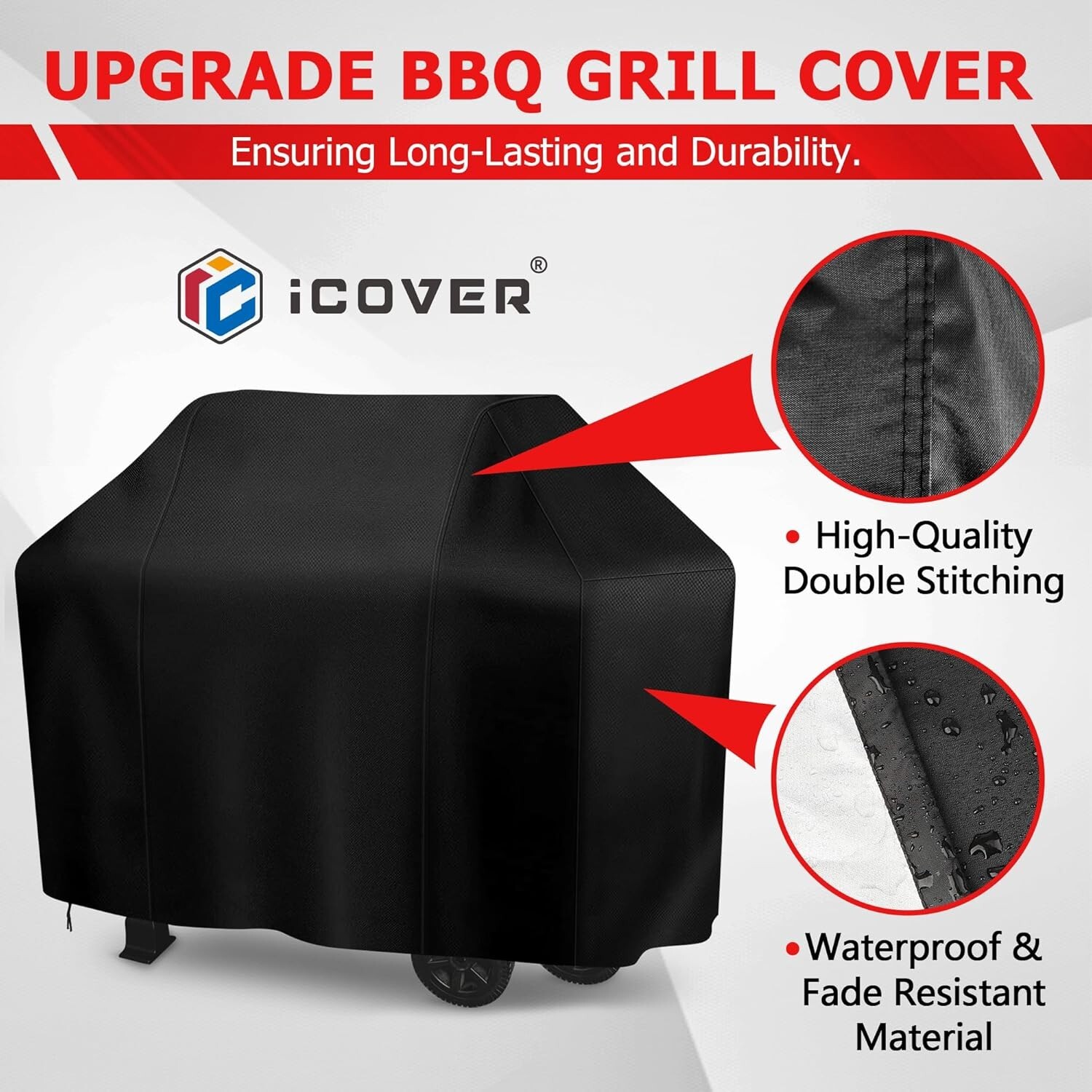 iCOVER 55 in BBQ Gas Grill Cover for Weber Char-Broil Brinkmann Holland JennAir