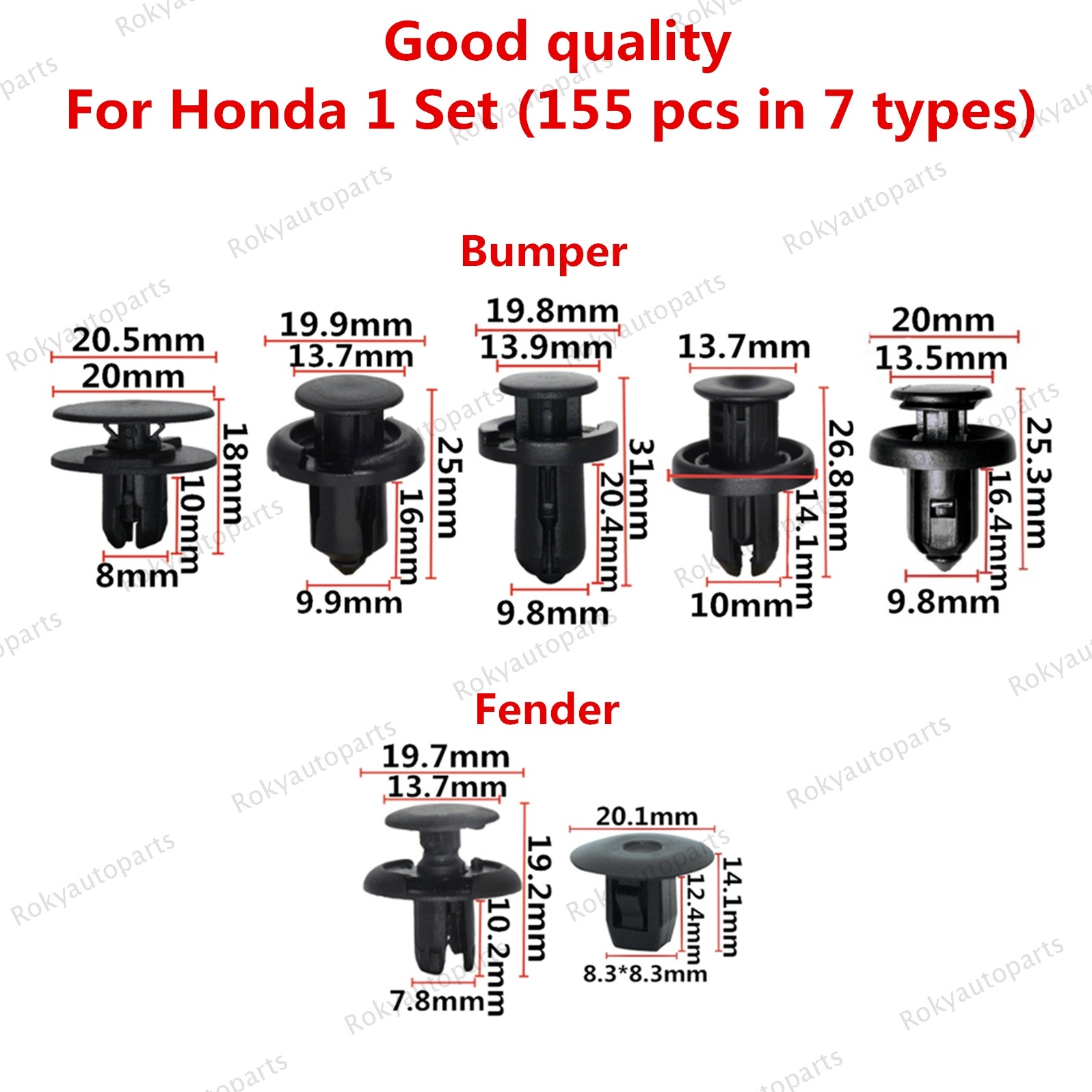 155pcs Bumper & Fender Push Retainer Clips Fasteners Kit for Honda Accord CR-V
