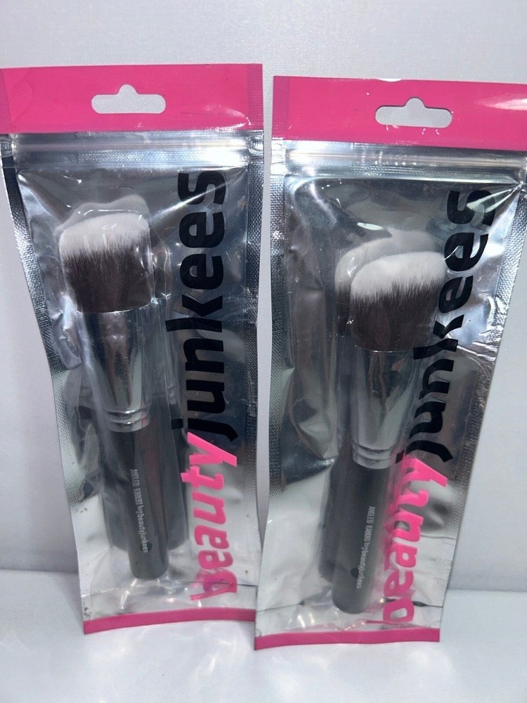 2 New Beauty Junkees Angled Kabuki Bronzer Flat Brushes for Cheeks