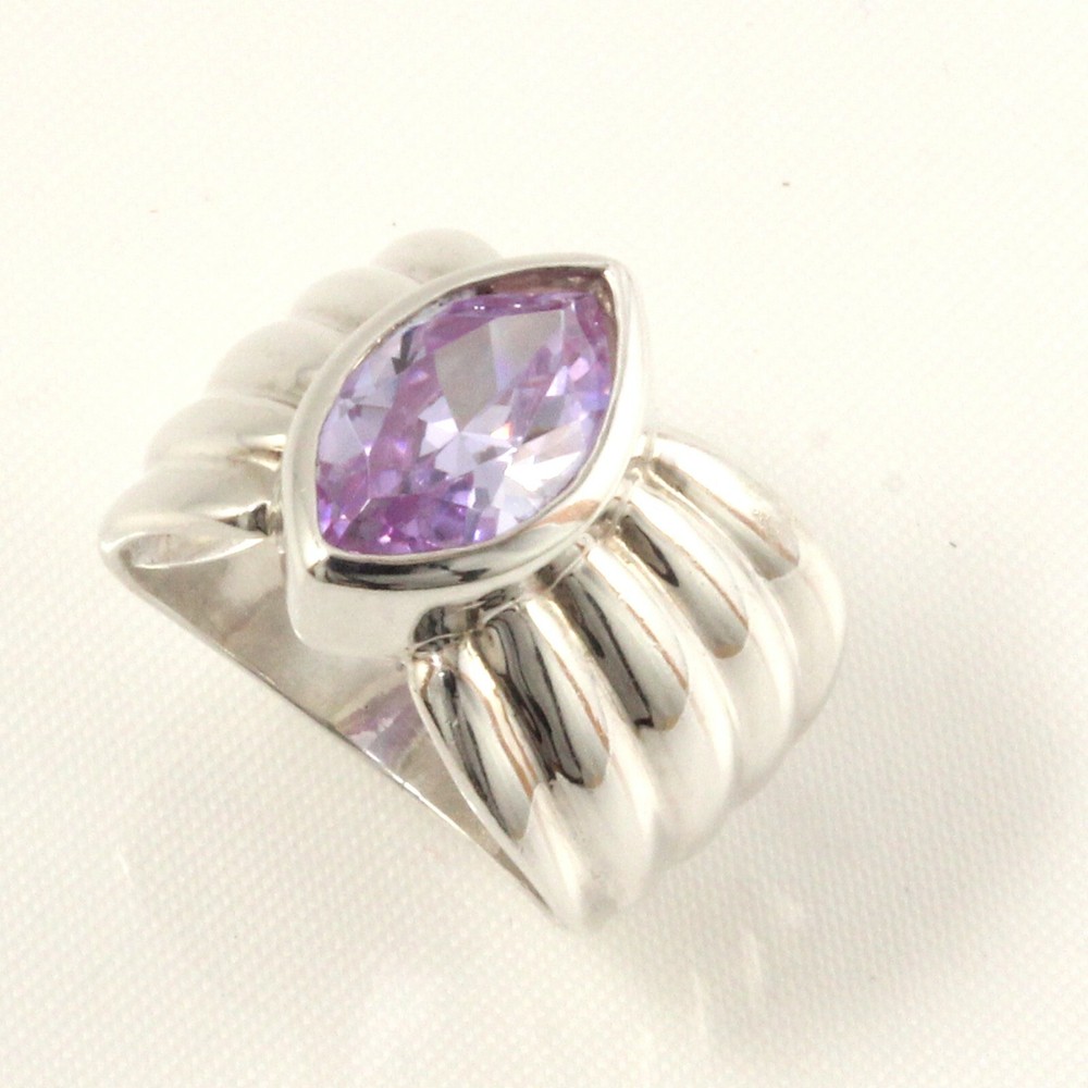 Sterling Silver Amethyst CZ Solitaire Ring