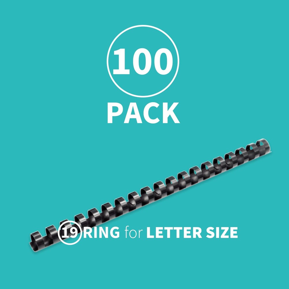100 Pack Plastic Binding Comb Spines 9/16 Inch Diameter 105 Sheet Capacity fo...