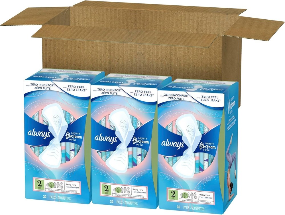 Always Infinity Flexfoam Pads Size 2 Heavy Absorbency Unscented 96 Count