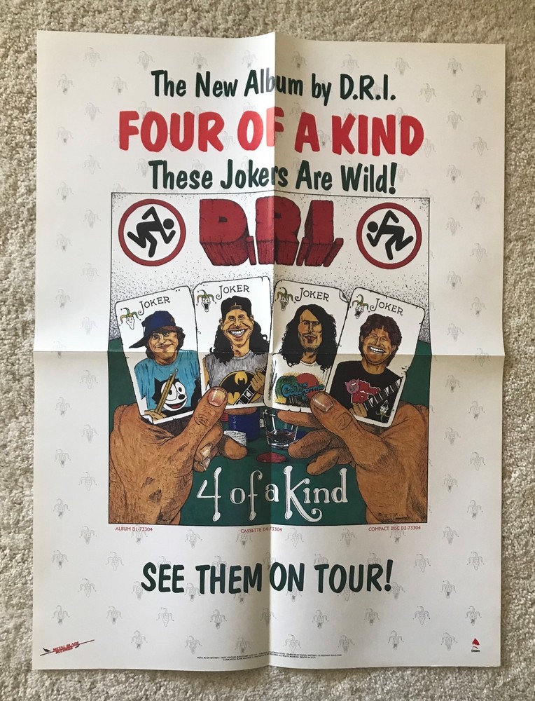 D.R.I. - FOUR OF A KIND Promo Poster - 1988 Original - Dirty Rotten Imbeciles