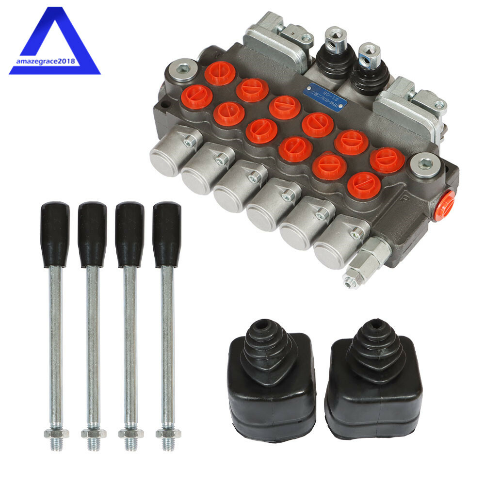 11 GPM Hydraulic Backhoe Directional Control Valve w/ 2 Joysticks,6 Spool,