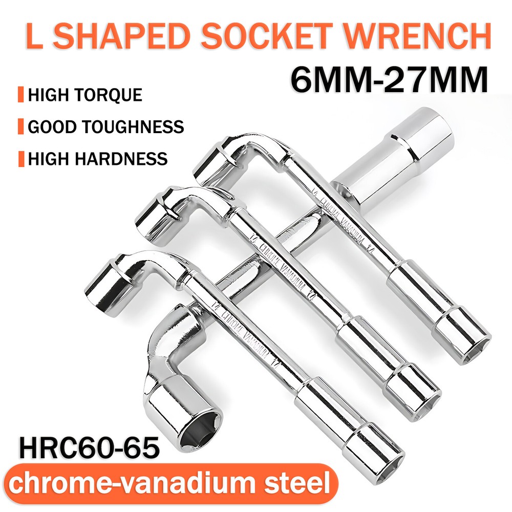 Chrome Angled Head Socket Wrench L Shaped Double Ended Open Hex Spanner 6mm-27mm
