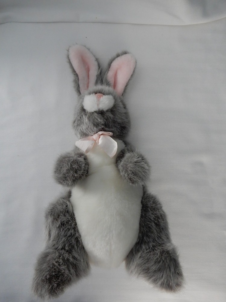 Vintage Rabbit / Bunny Hand Puppet ~ 16” Plush, Gray ~ Realistic