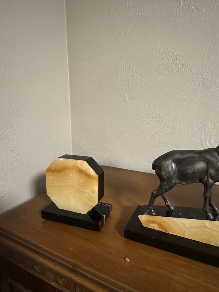 Art Deco Clock w/ Matching Bookends