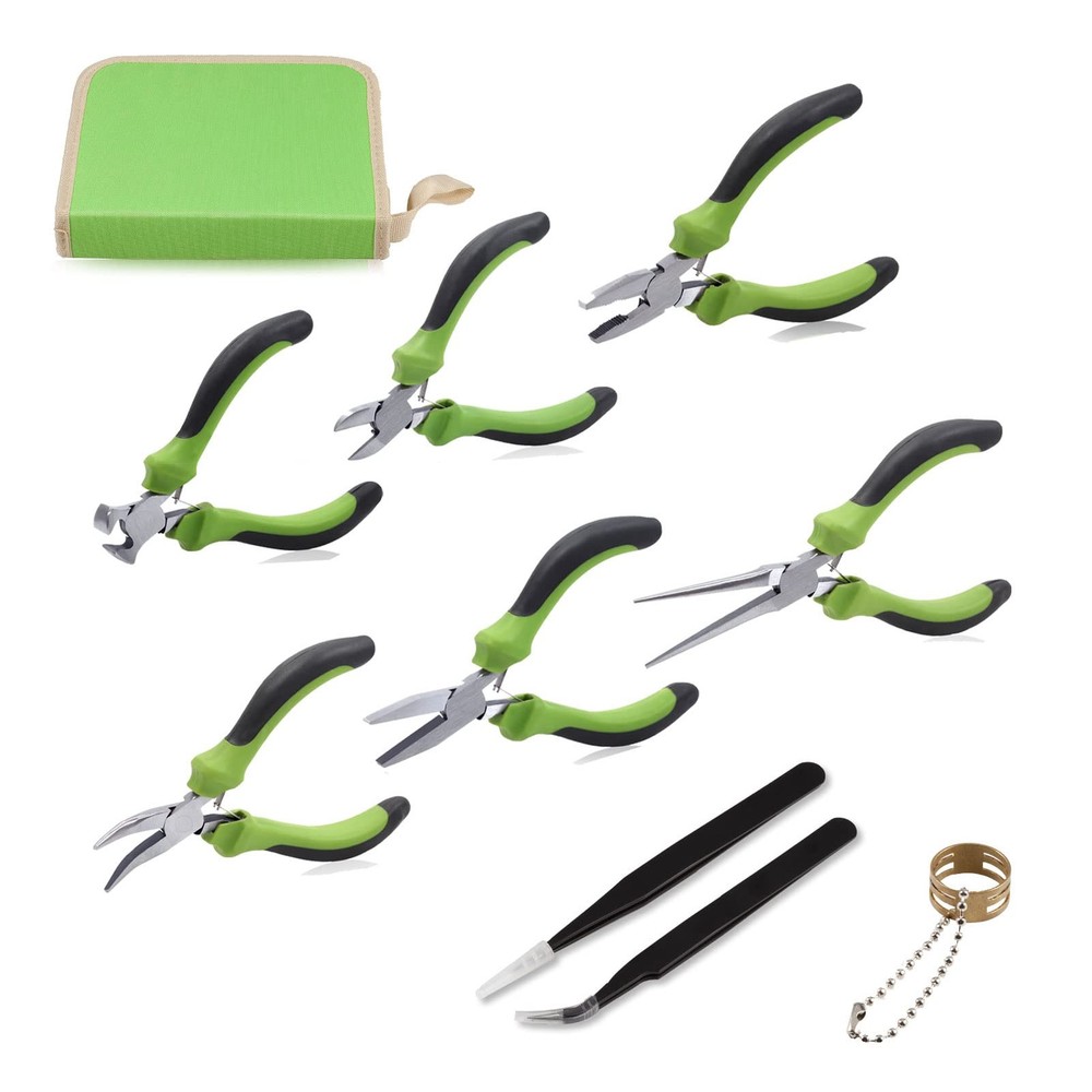 6Pcs Mini Pliers Set with Case Include Flat Nose Pliers End Cutting Pliers Be...