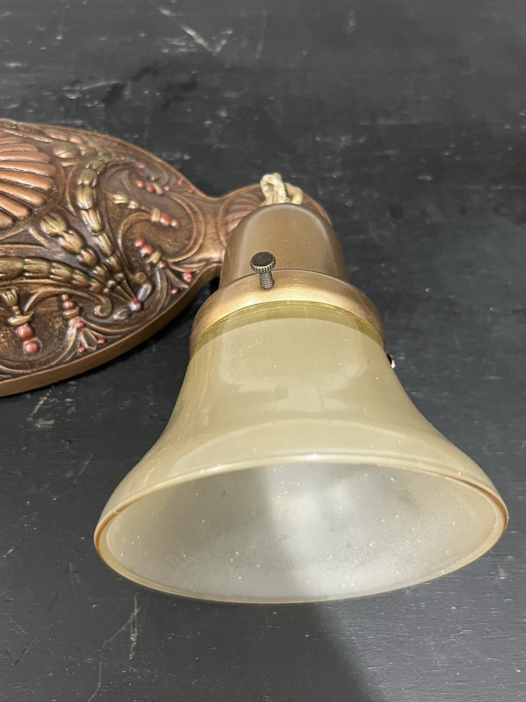 Antique Polychrome Single Double Socket Flush Mount Fixture Rewired 99K