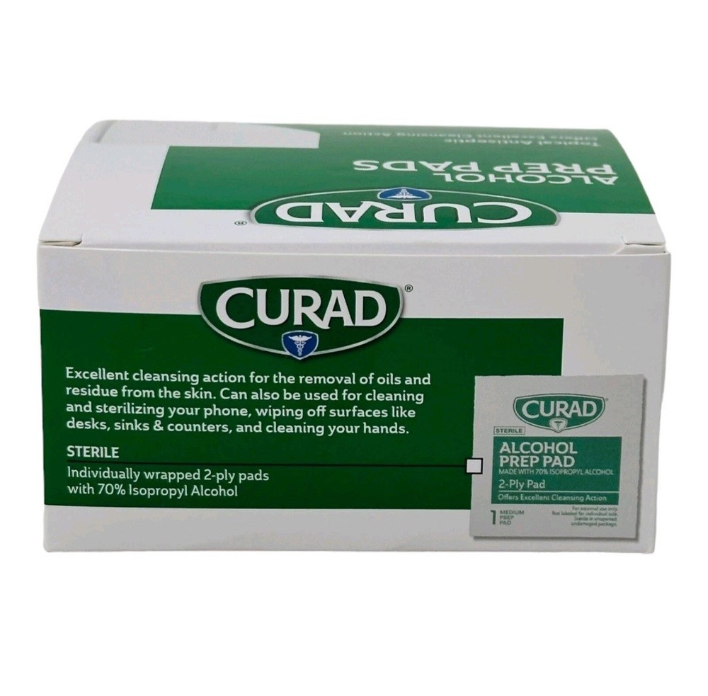 200 Count Curad Medium Alcohol Prep Pads, Individually Sealed