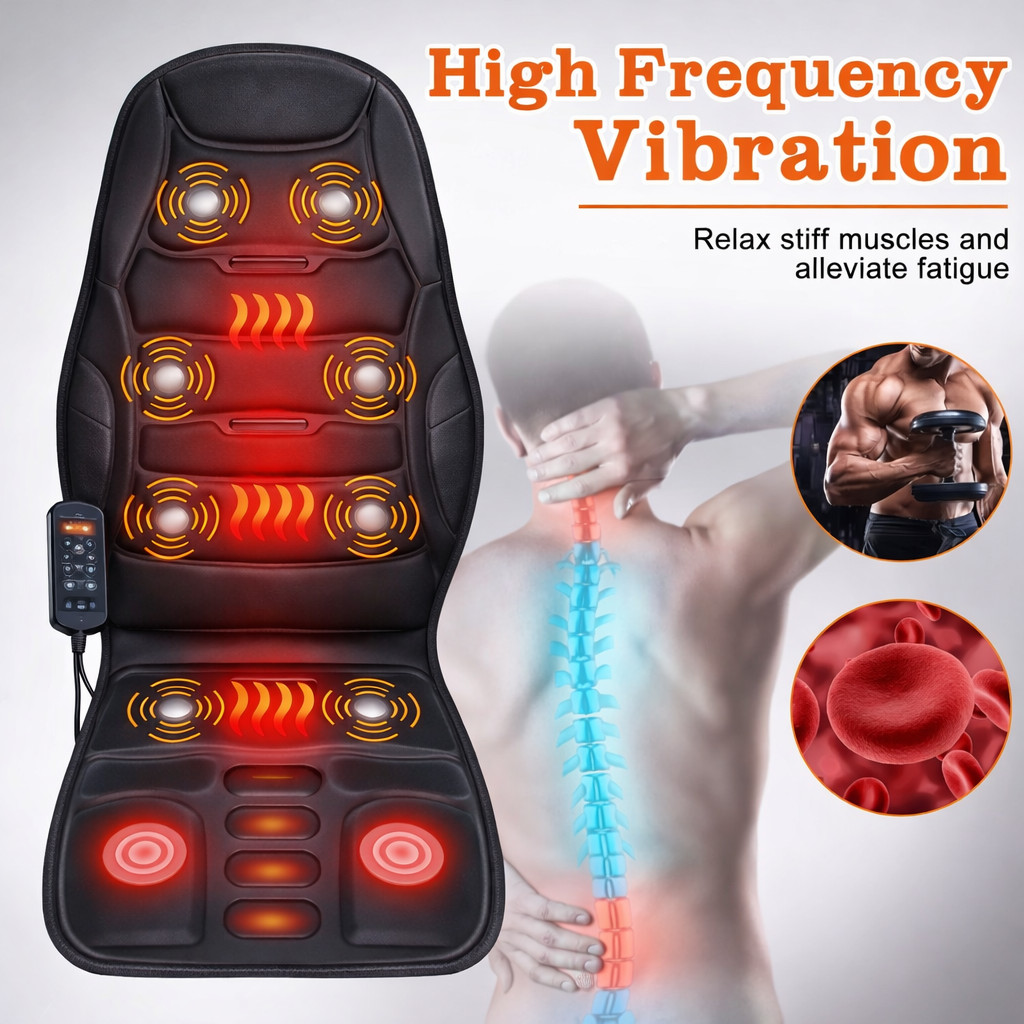 Massage Seat Cushion With Heated Back Neck Body Massager Chair For Home Office