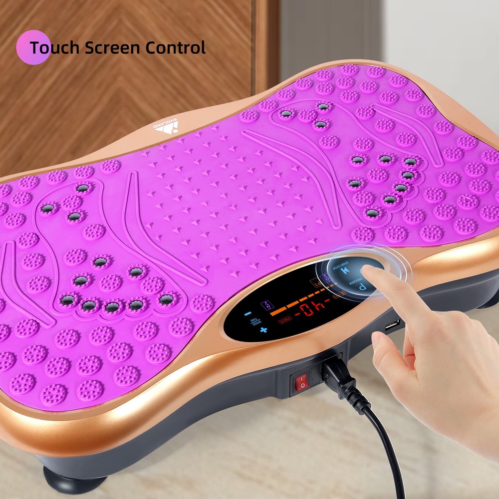 Vibration Plate W/Bands & Pull Cord, LED Touch Screen,Bluetooth for Body Workout