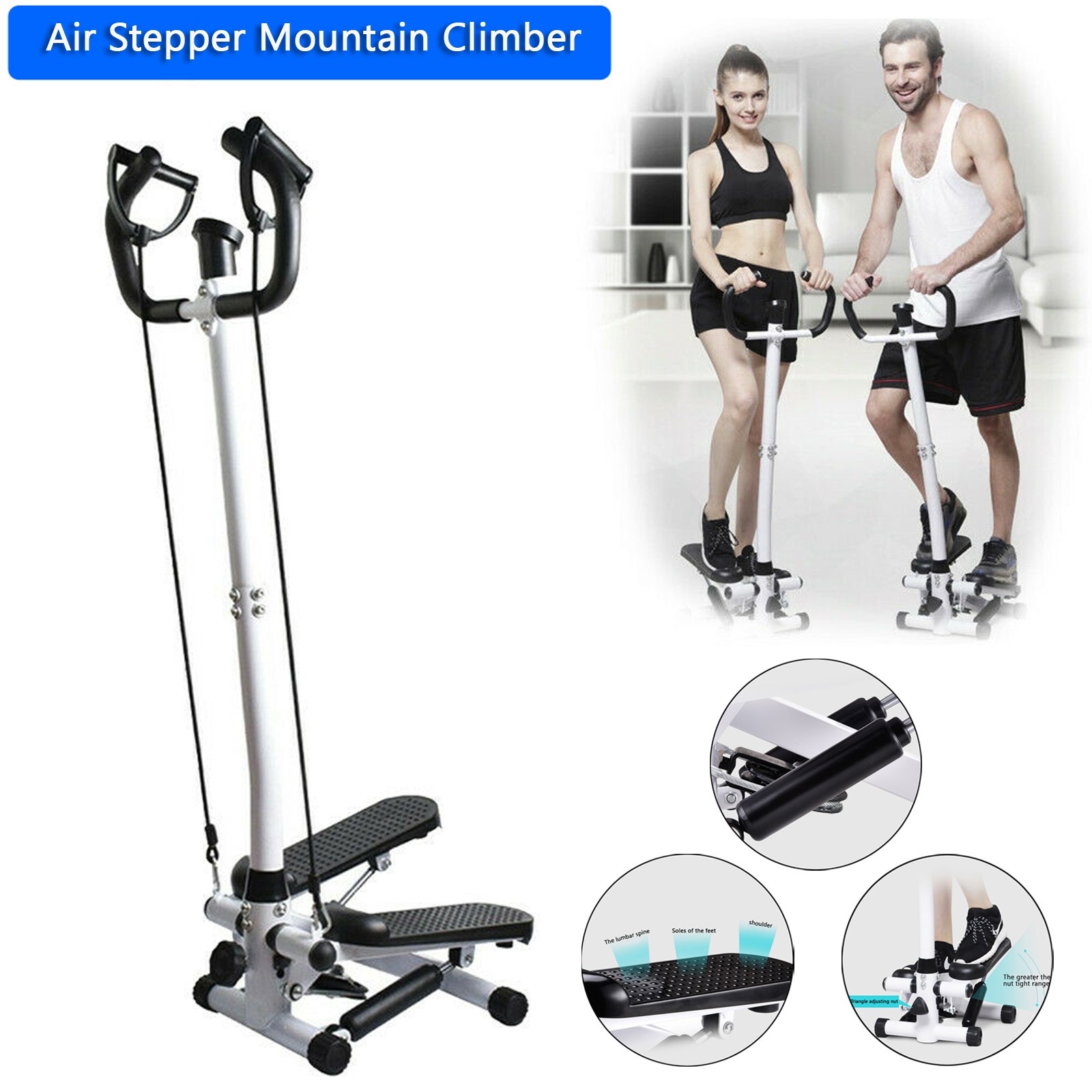🚀Fitness Workout Exercise Air Stair Stepper Machine Cardio Equipment+Handle Bar