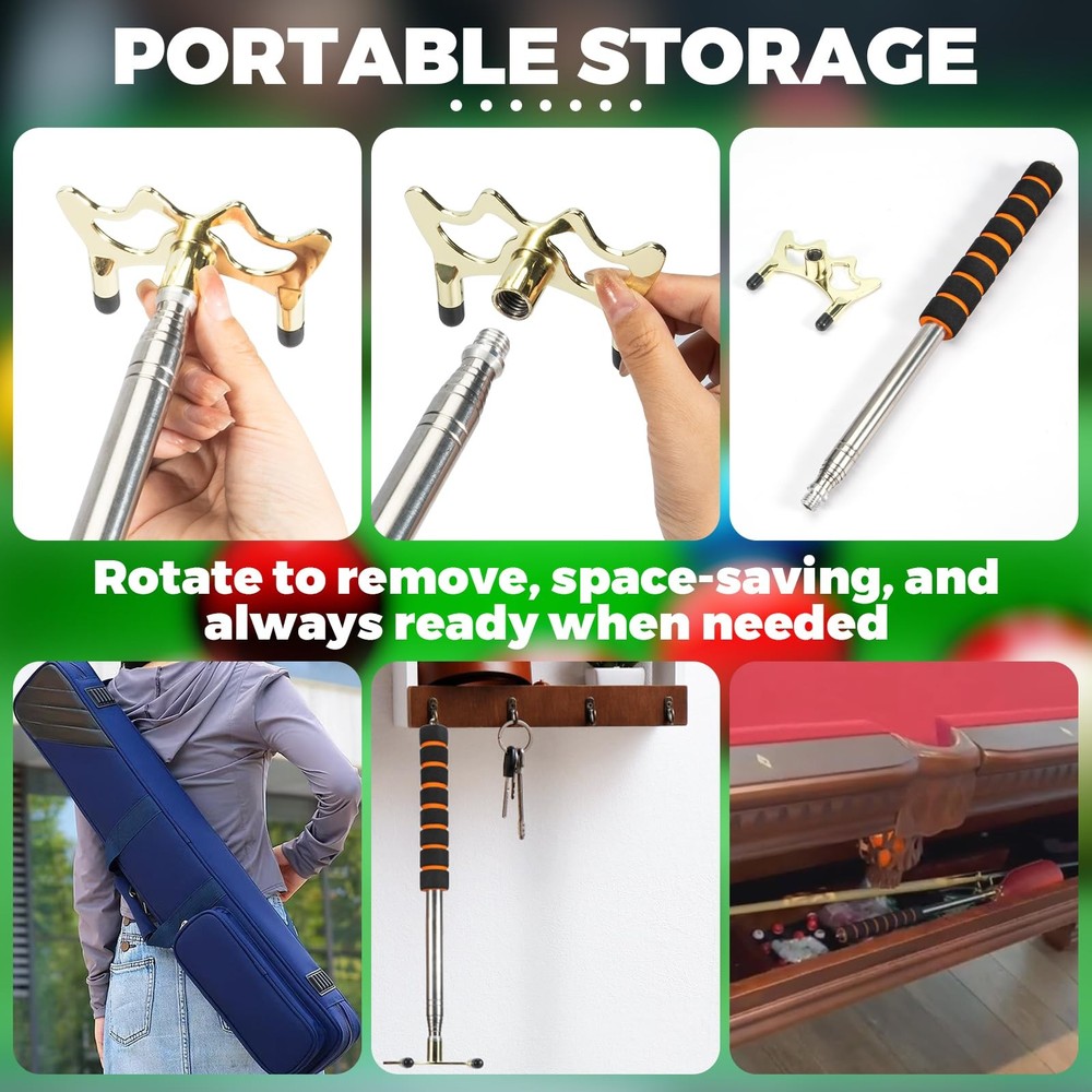 EOTJYAO Pool Bridge Stick, Professional Retractable Low Head, Brass