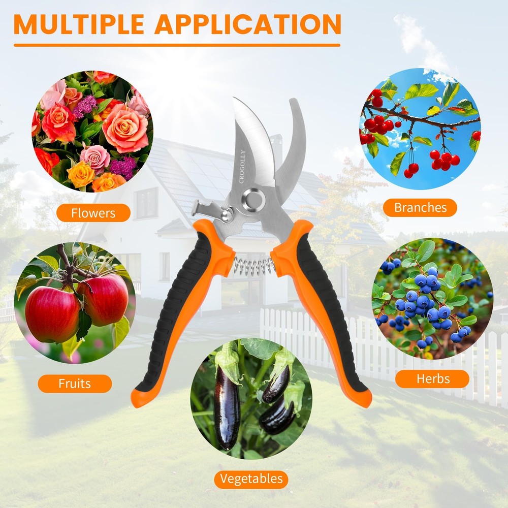 7.5" Gardening Pruning Shears, Soft Handle Pruning Shears, Garden Scissors, P...