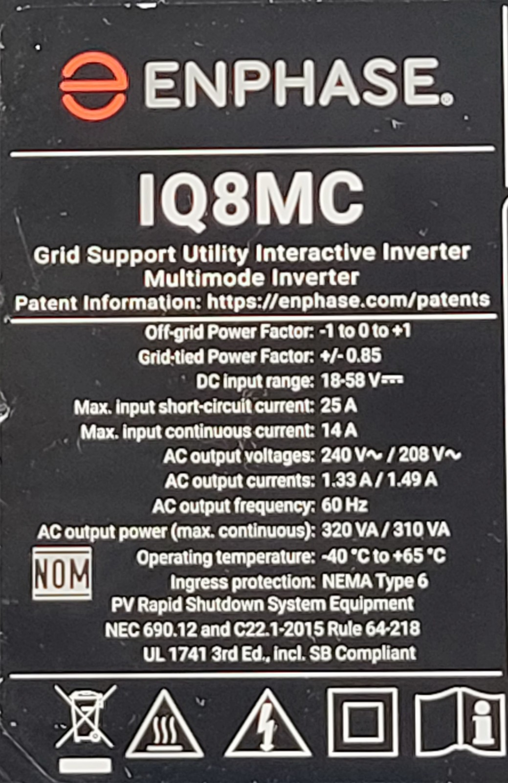 Enphase IQ8MC Microinverter (IQ8MC-72-M-US) MC4 Wire Connector w/mntg bracket