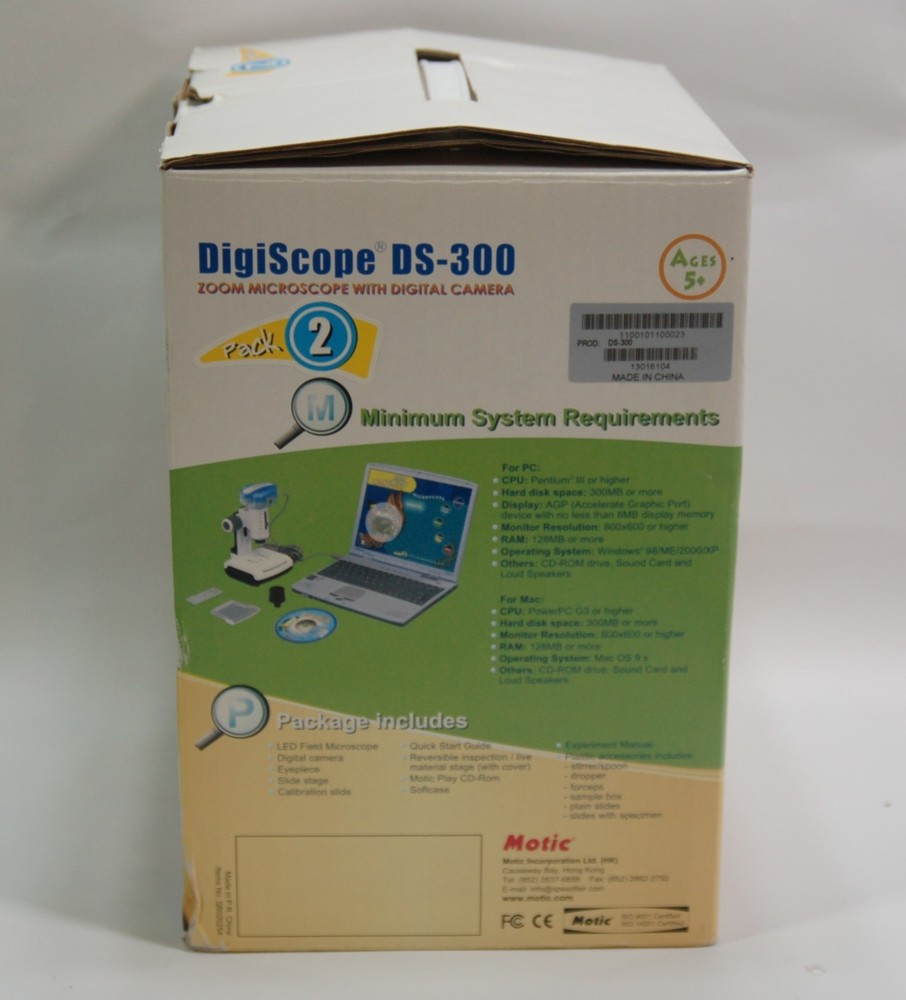 Motic DigiScope DS-300 Zoom Microscope With Digital Camera in box