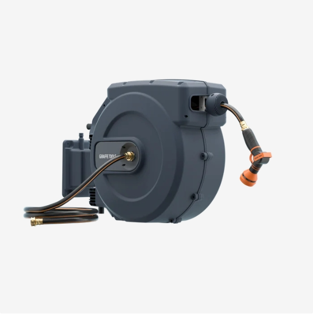 Giraffe Tools Retractable Garden Hose Reel Wall Mount 5/8-IN 115-FT with Nozzle