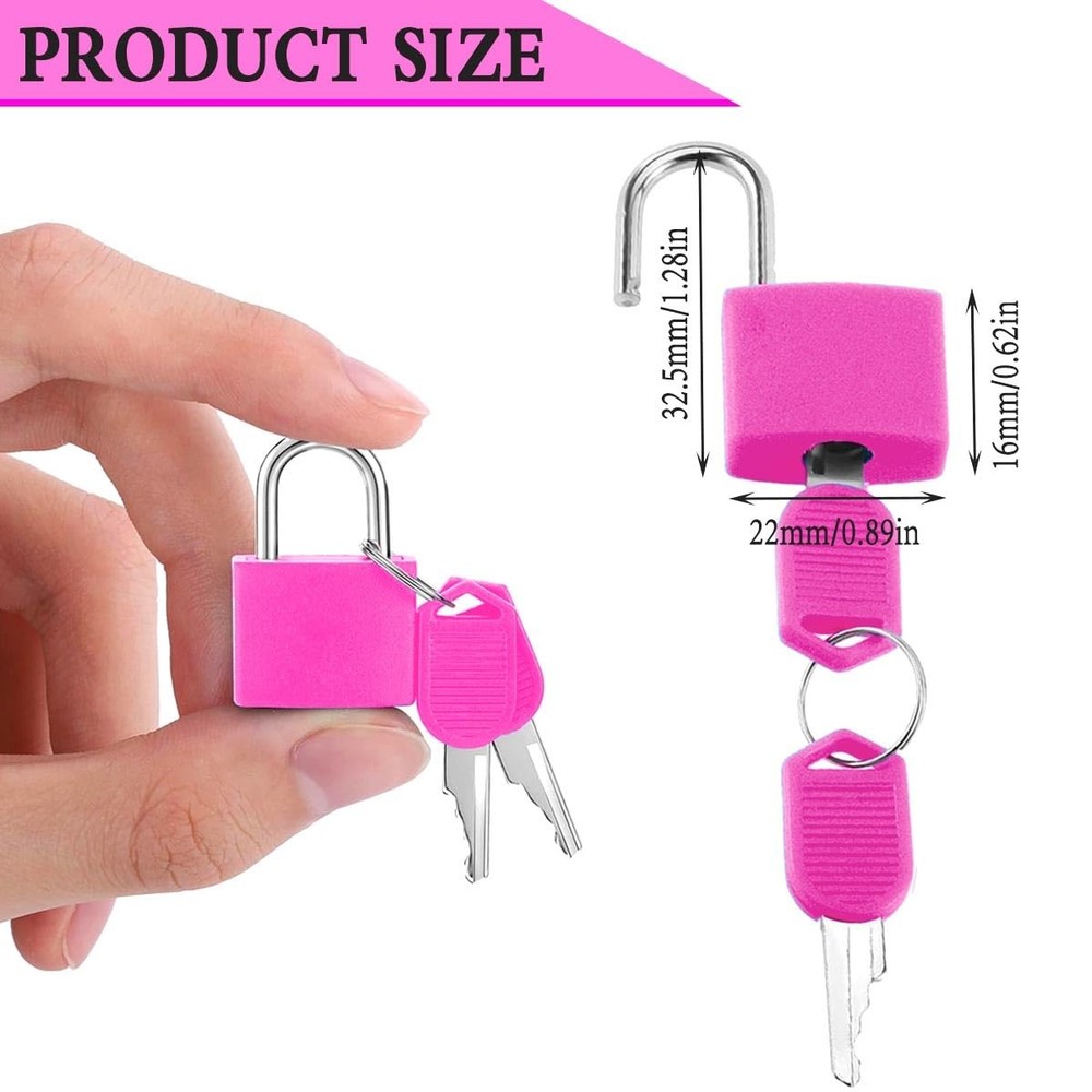 2 Pcs Small Locks with Keys,Multicolor Mini Key Locks, PlasticCovered Copper ...