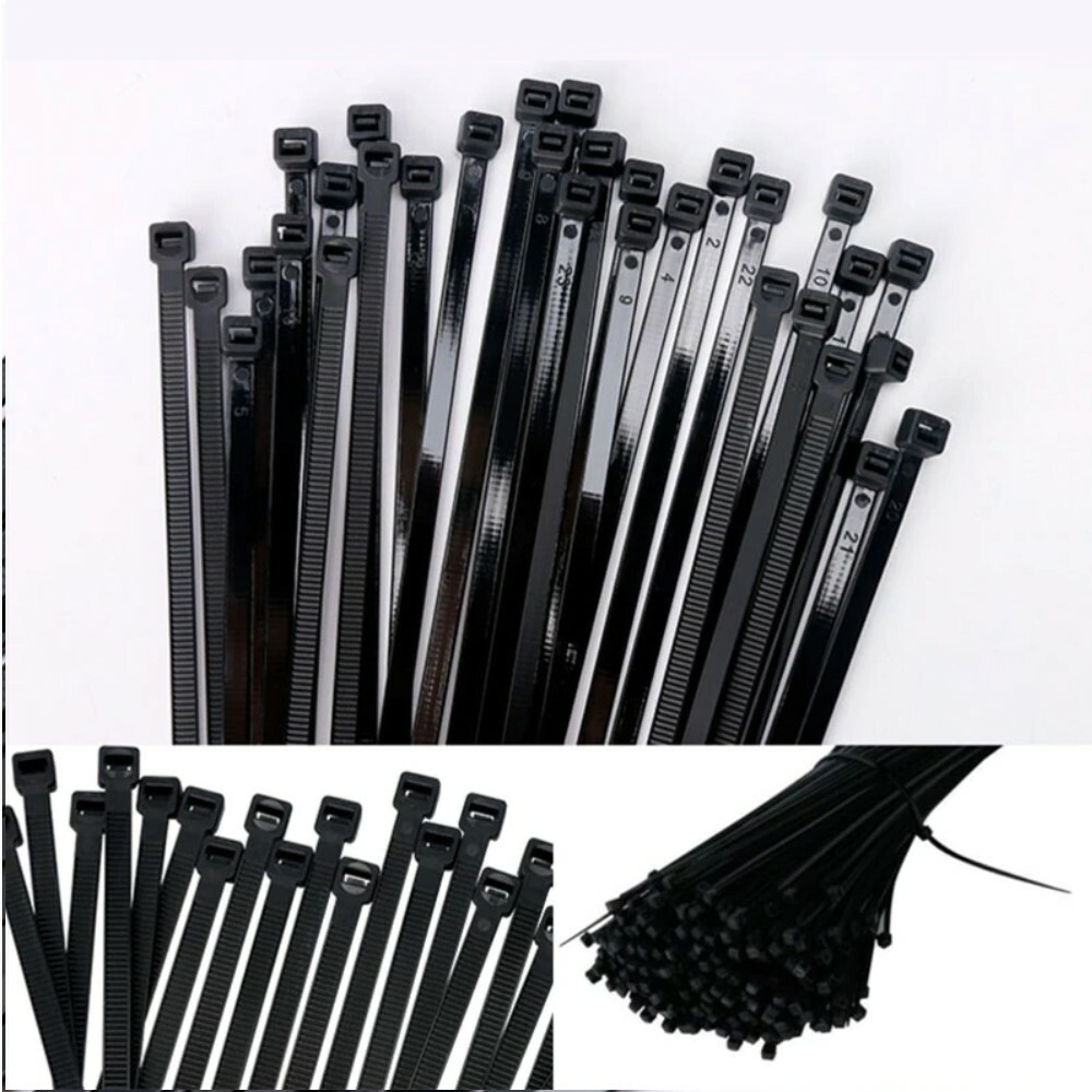 100PCS Self-locking plastic nylon tie black Zip Wire wraps strap cable tie ring