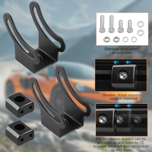 2PCS Car LED Light Bar Slide Mounting Brackets Kit, Adjustable Bottom Style2
