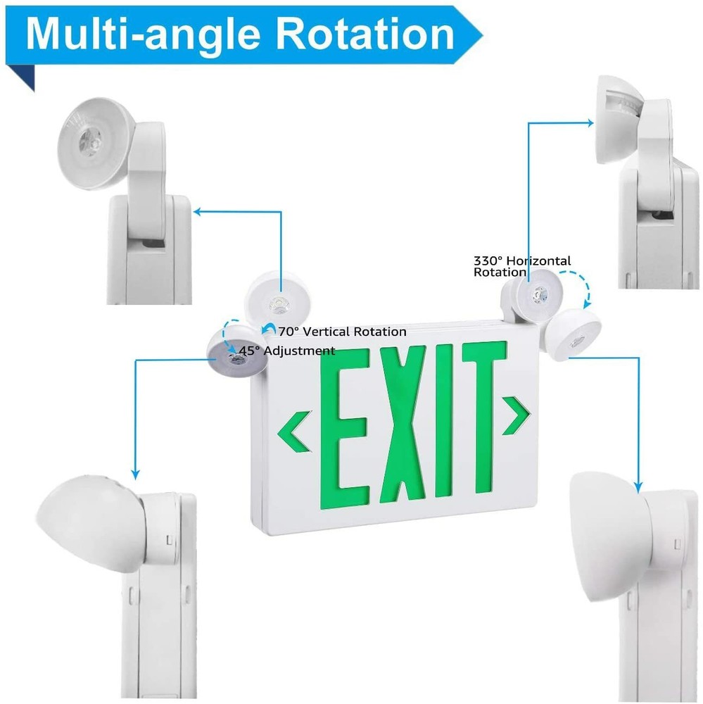 4 Pack Led Green Exit Sign with Emergency Lighting/Exit Light for Home /Busniess