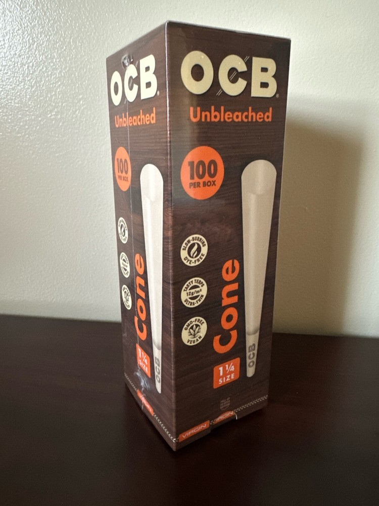 OCB Virgin 1 1/4 Cones Unbleached 100 pack Mini Tower
