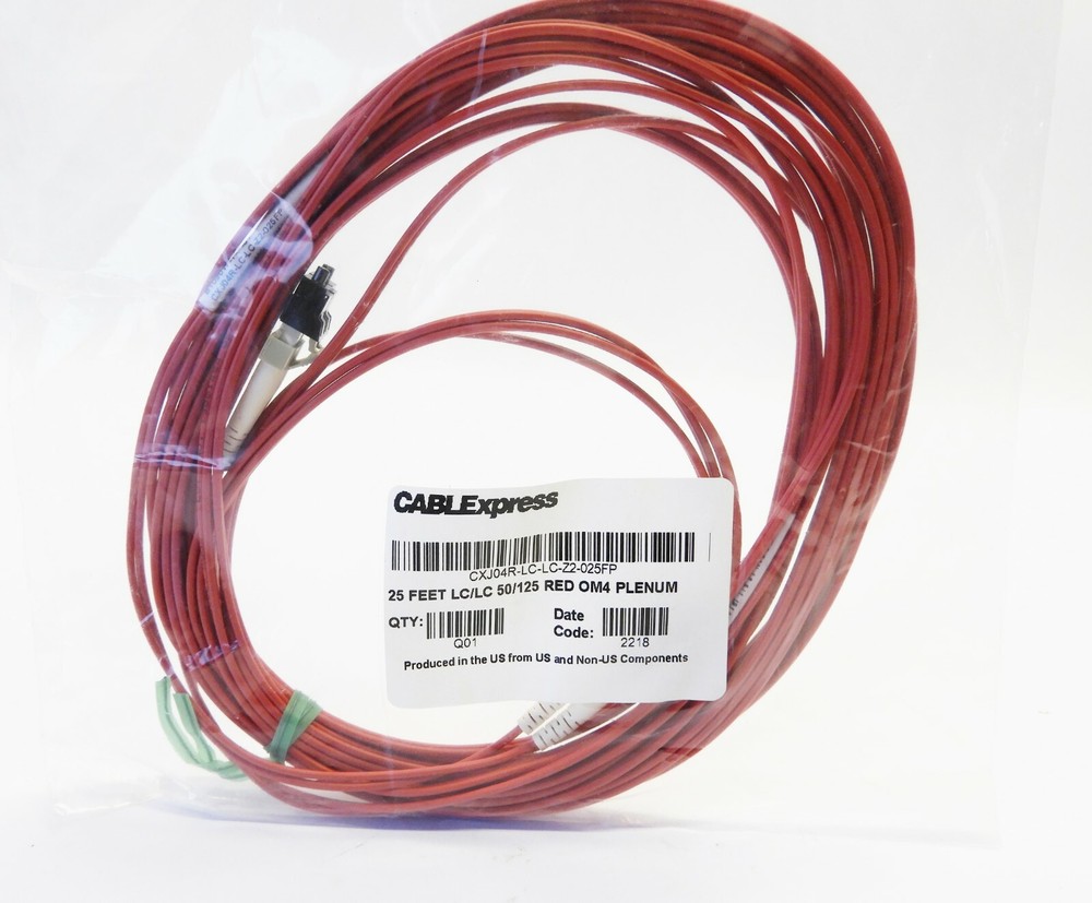 25 Feet LC/LC 50/125 Red OM4 Plenum CABLExpress