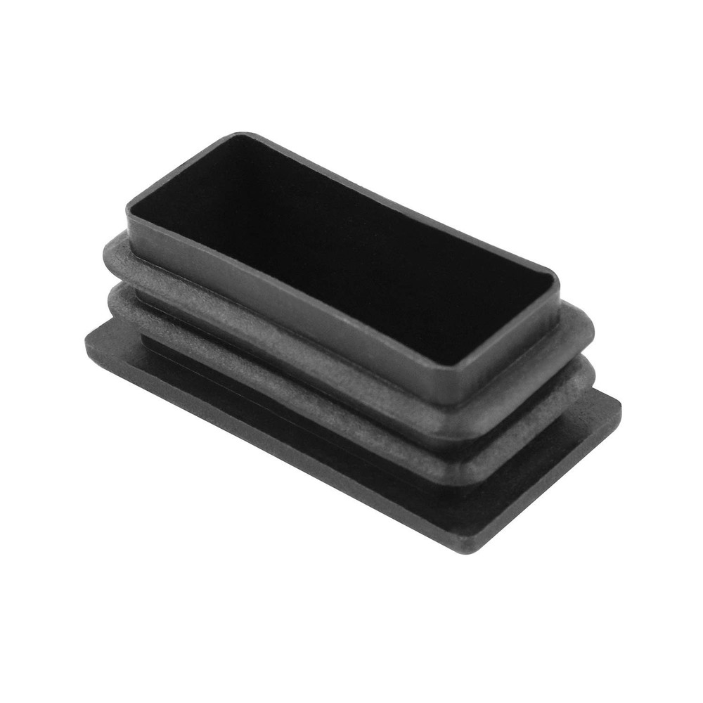 QWORK 10 PCS 1" X 2" Rectangle Black Plastic Plug End Cap 2.5 X 5cm,