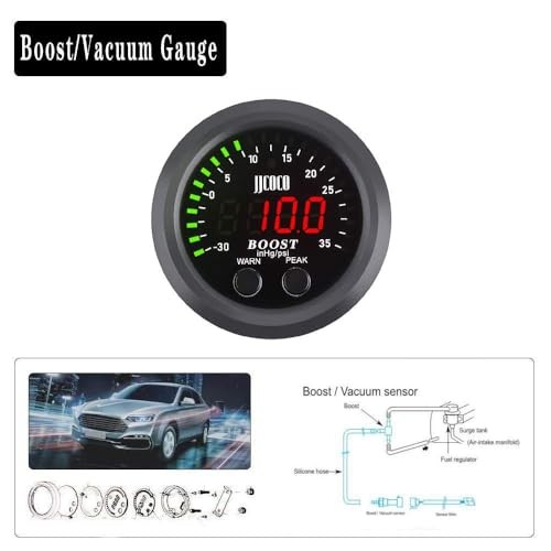 Universal Kit Includes Electronic Pressure Sensor Red Turbo Boost/Vacuum Gauge