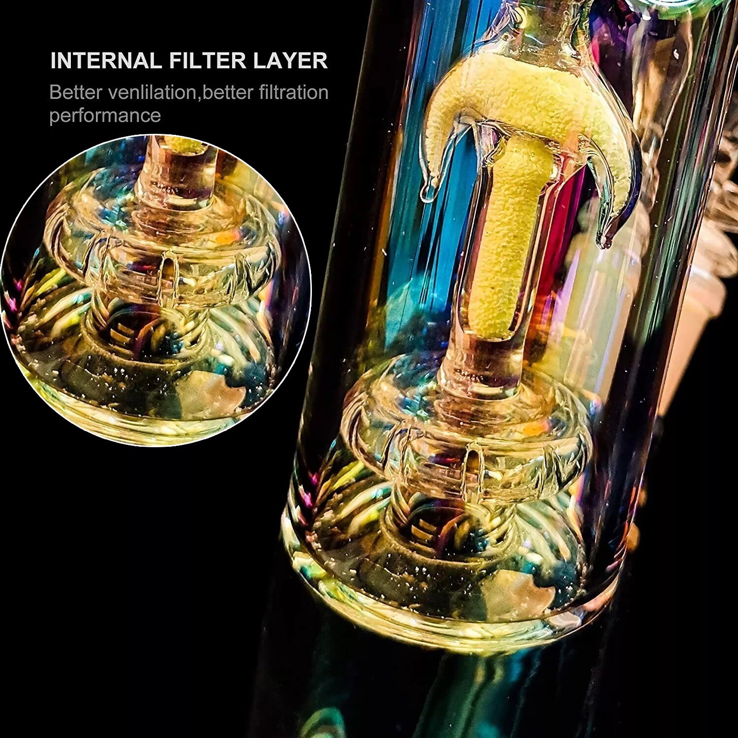12'' Heavy Glass Bong Percolator Water Pipe Smoking Hookah 14mm Bowl Glowing