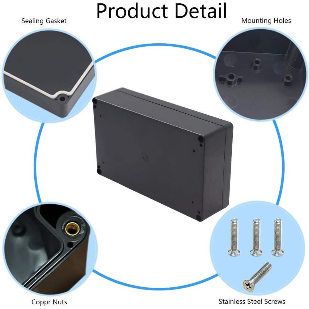 Project Box IP65 Waterproof Junction Box ABS Plastic Black Electrical Boxes D...