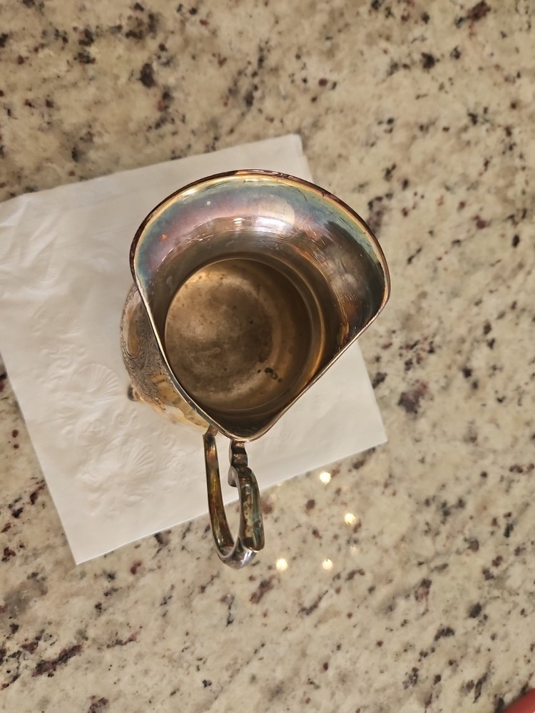 Antique Decorative Silver Pitcher with Handle 4in Tall x 3in Wide Nice Patina