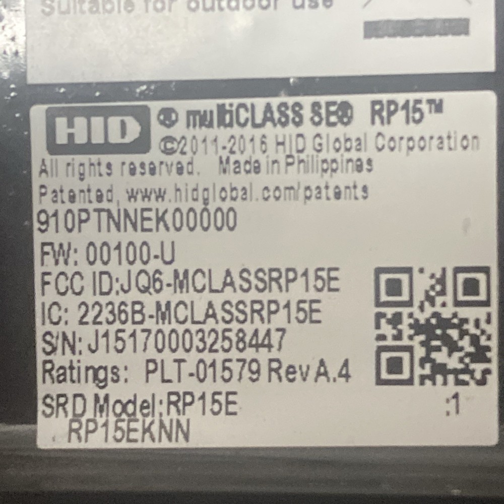 HID multiCLASS SE RP15E Mullion Card Access Reader (Missing Screws And Bracket)