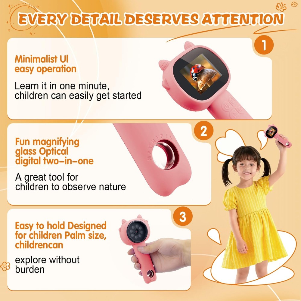 Microscope for - 2.4" Screen Mini Pocket Handheld Microscope for Toddlers-STE...