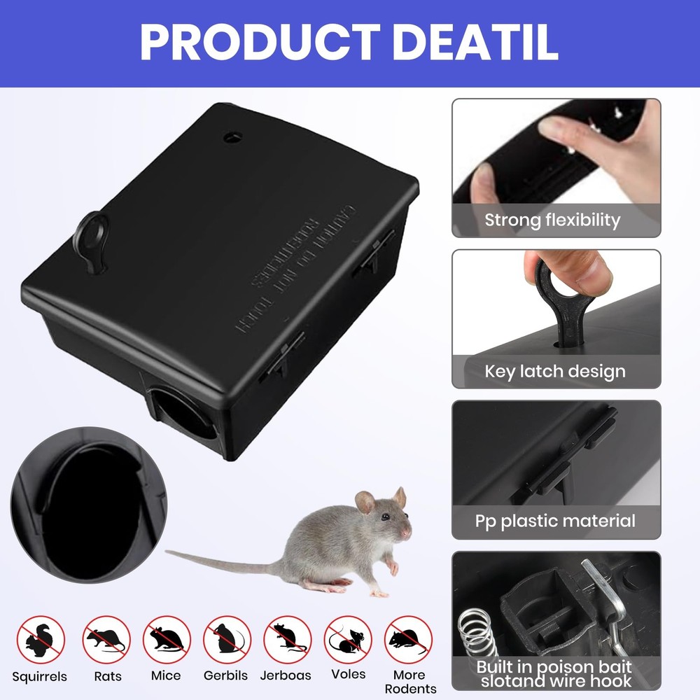 12 Pack Key–Required Rat Stations & Stations – 6 Large & 6 Compact, Lockable ...