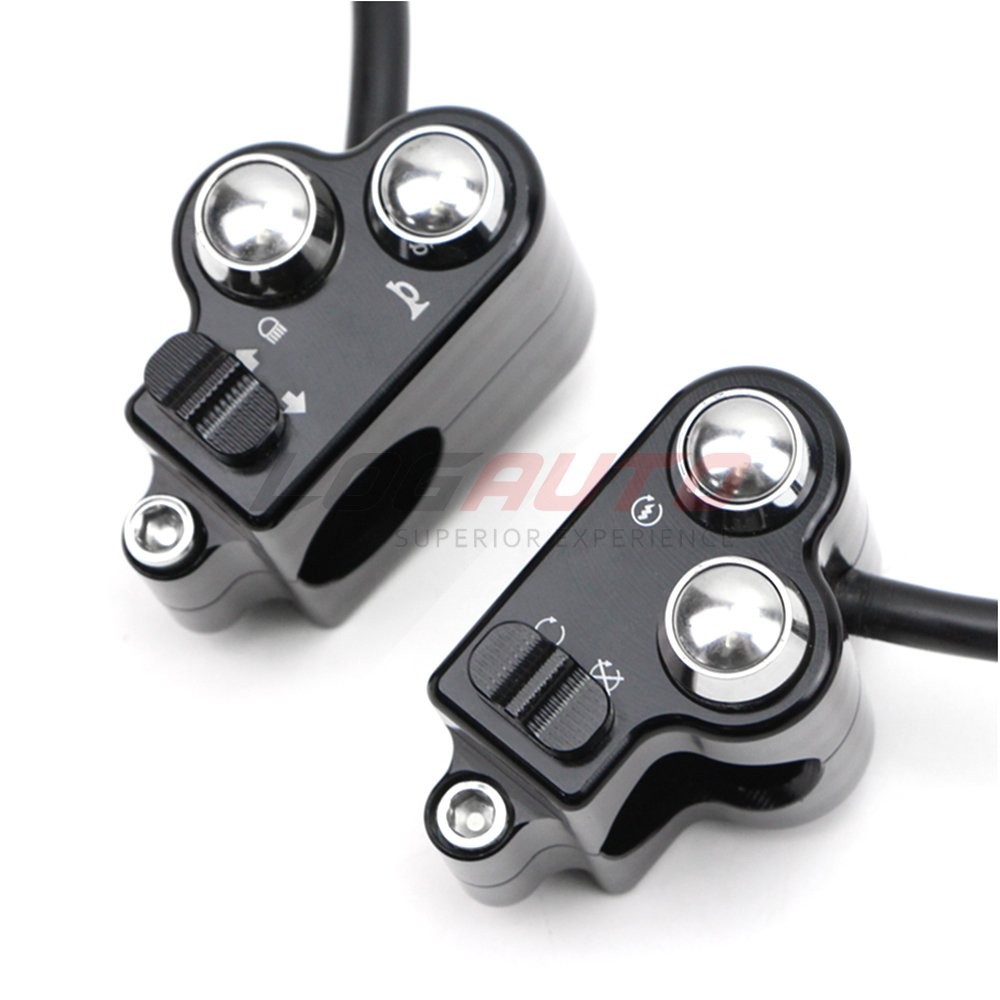 For Harley Universal 1'' Handlebar Control Switch Motorcycle Start Button Black