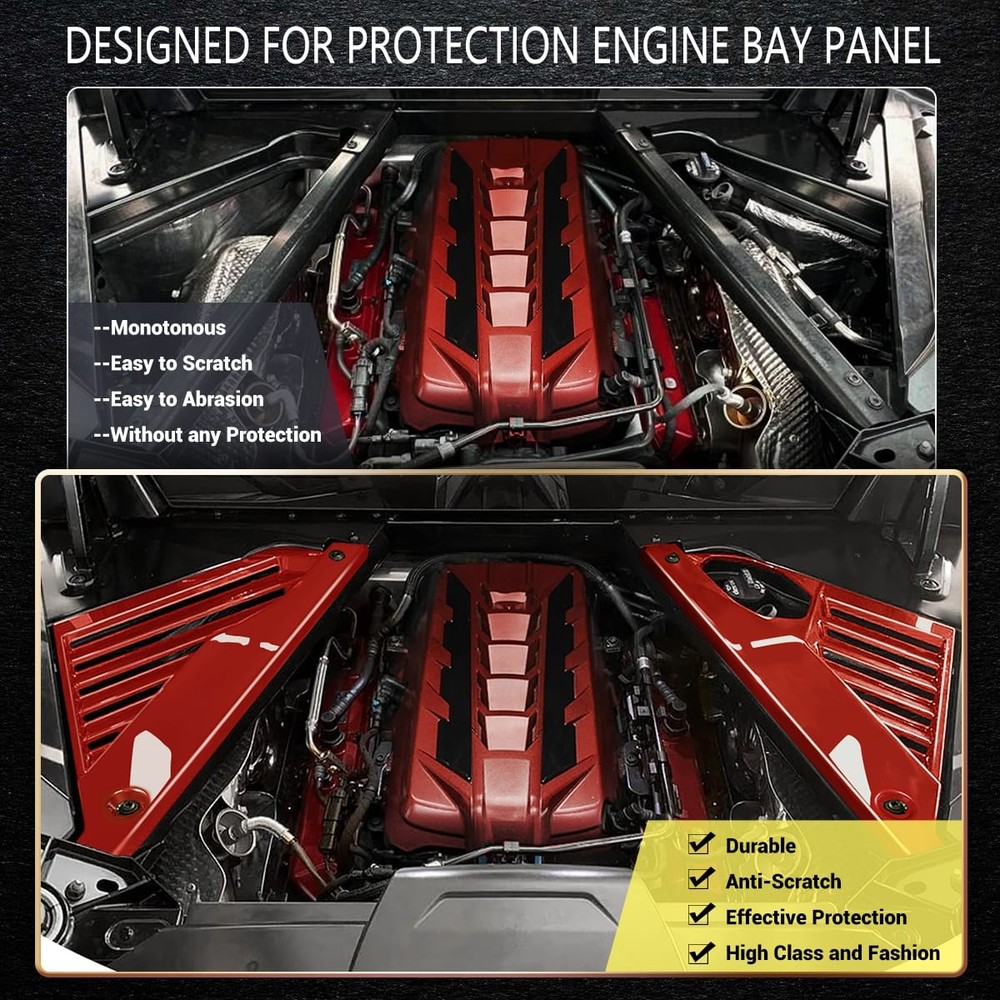 Engine Covers Engine Bay Panel Trim Cover Red For Corvette C8 2020-2025 BE