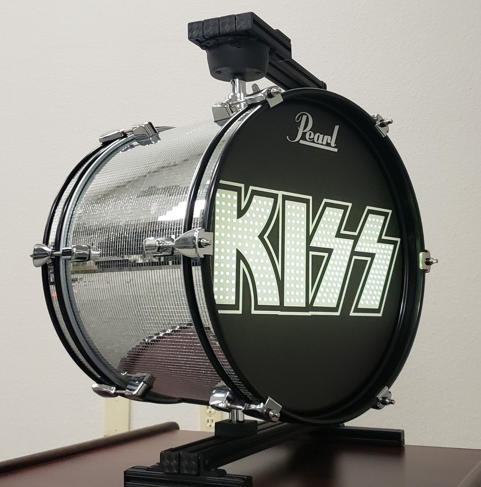 KISS Rotating Drum Display, Double Sided, Internal LED Lighting + Remote Control